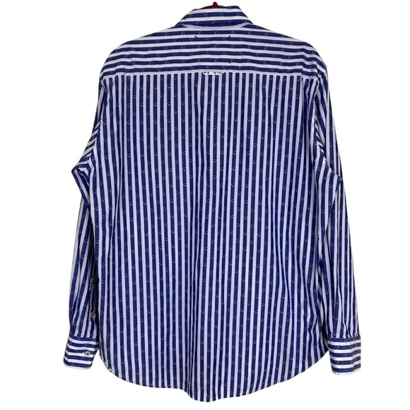 Robert Graham Men's Freshly Laundered Shirt Blue & White Striped Patchwork Sz L - Picture 2 of 16